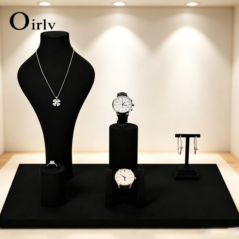 Jewelry Store For Watches - Oirlv Black Jewelry Display Set Necklace