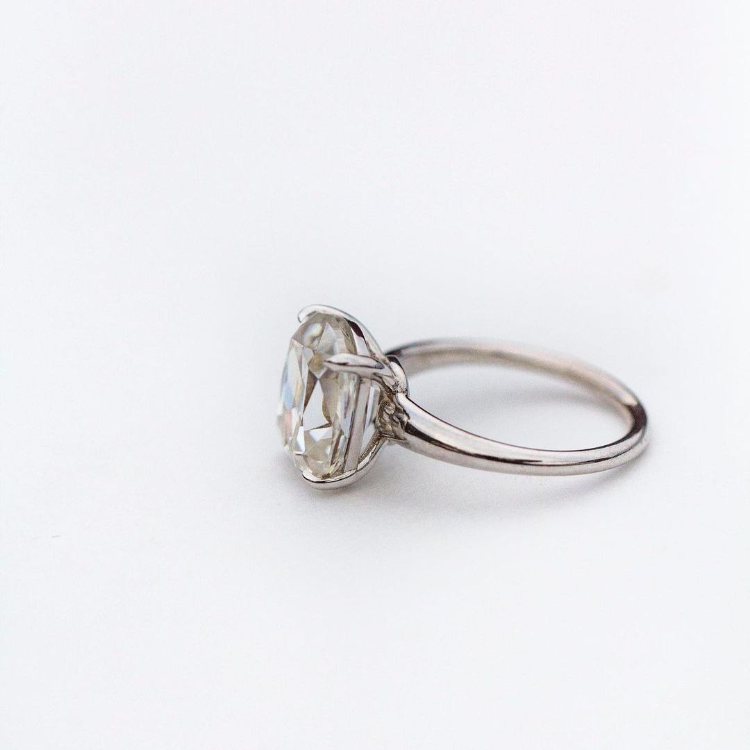 Moissanite Ring - Old Mine Cushion Cut 6CT Moissanite