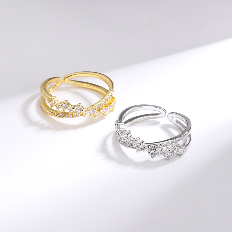 Statement Cocktail Ring - Fashion 925 Sterling Silver Zircon Overlapping