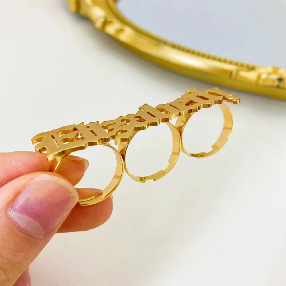 Custom Name Ring Women Knuckle - Statement Cocktail Ring recension och pris