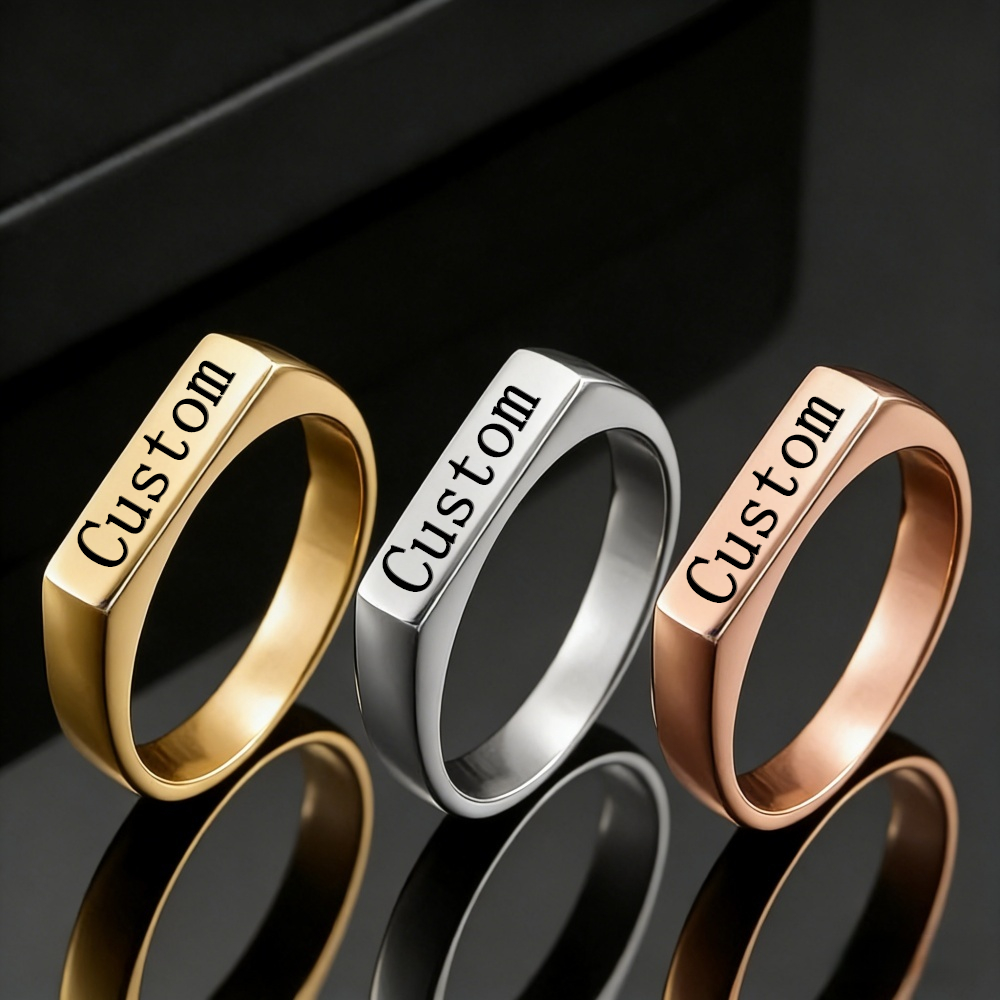 Customized Engrave Name Photo  - Statement Cocktail Ring recension och pris