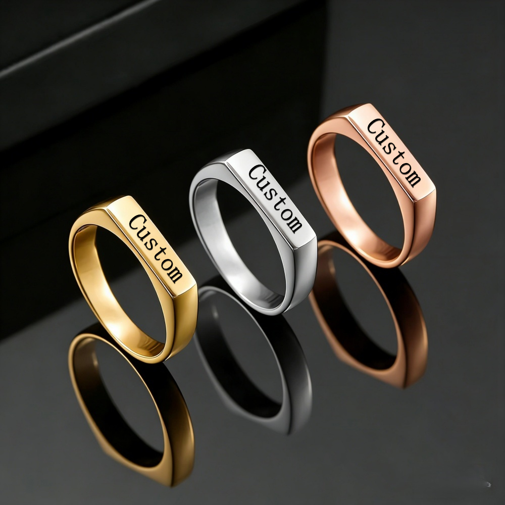 Customized Engrave Name Photo  - Statement Cocktail Ring recension och pris