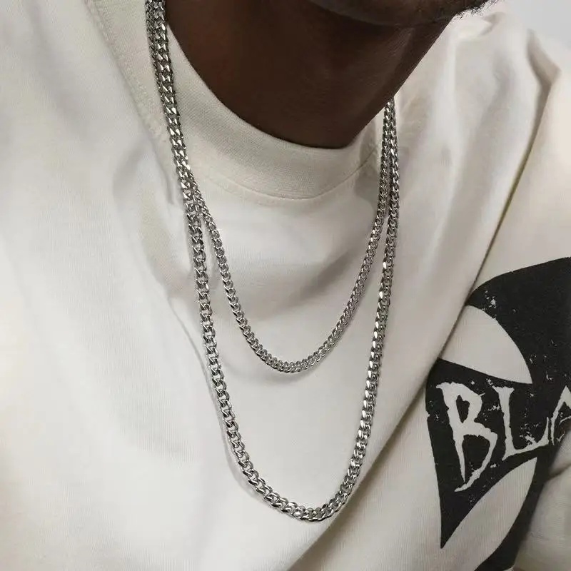 B&C Simple Titanium Cuban Chai - Hip Hop Chain Necklace recension och pris