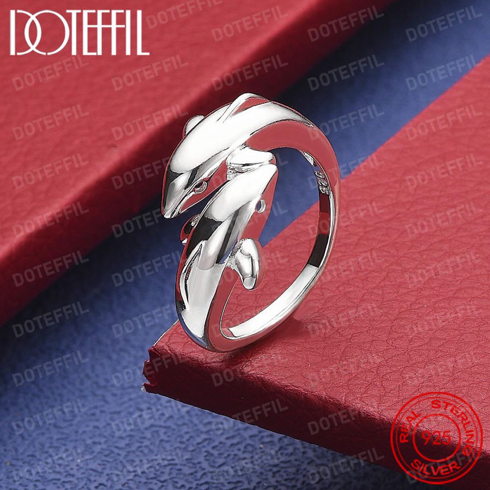 925 Sterling Silver Double Dol - Statement Cocktail Ring recension och pris