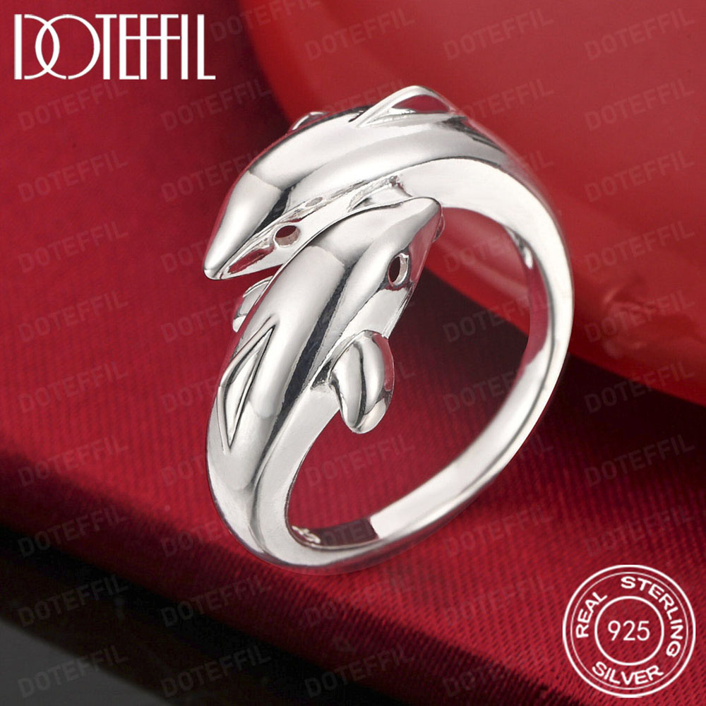 925 Sterling Silver Double Dol - Statement Cocktail Ring recension och pris