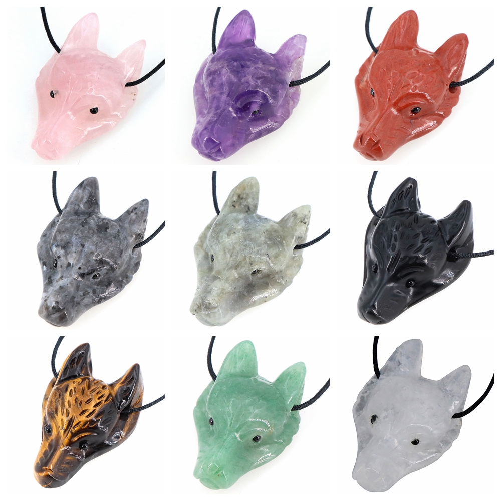 40mm Wolf Head Stone Pendant N - Wolf Jewelry & Watches Tampa Reviews recension och pris
