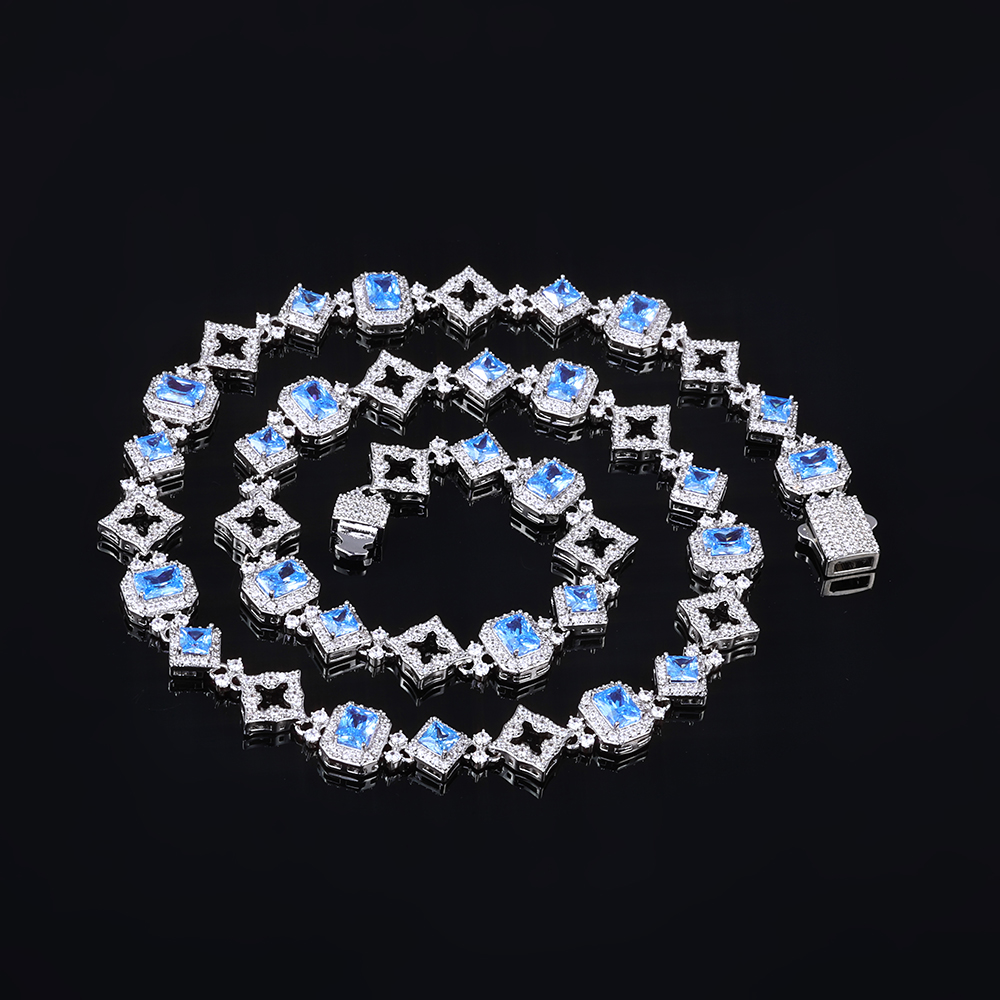 HHIOK New 11MM Blue Gemstone C - Hip Hop Chain Necklace recension och pris