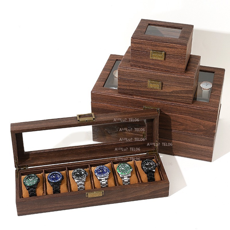 Vintage Wood Grain PU Leather  - Jewelry Box Organizer Watches recension och pris