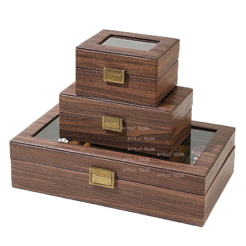 Vintage Wood Grain PU Leather  - Jewelry Box Organizer Watches recension och pris