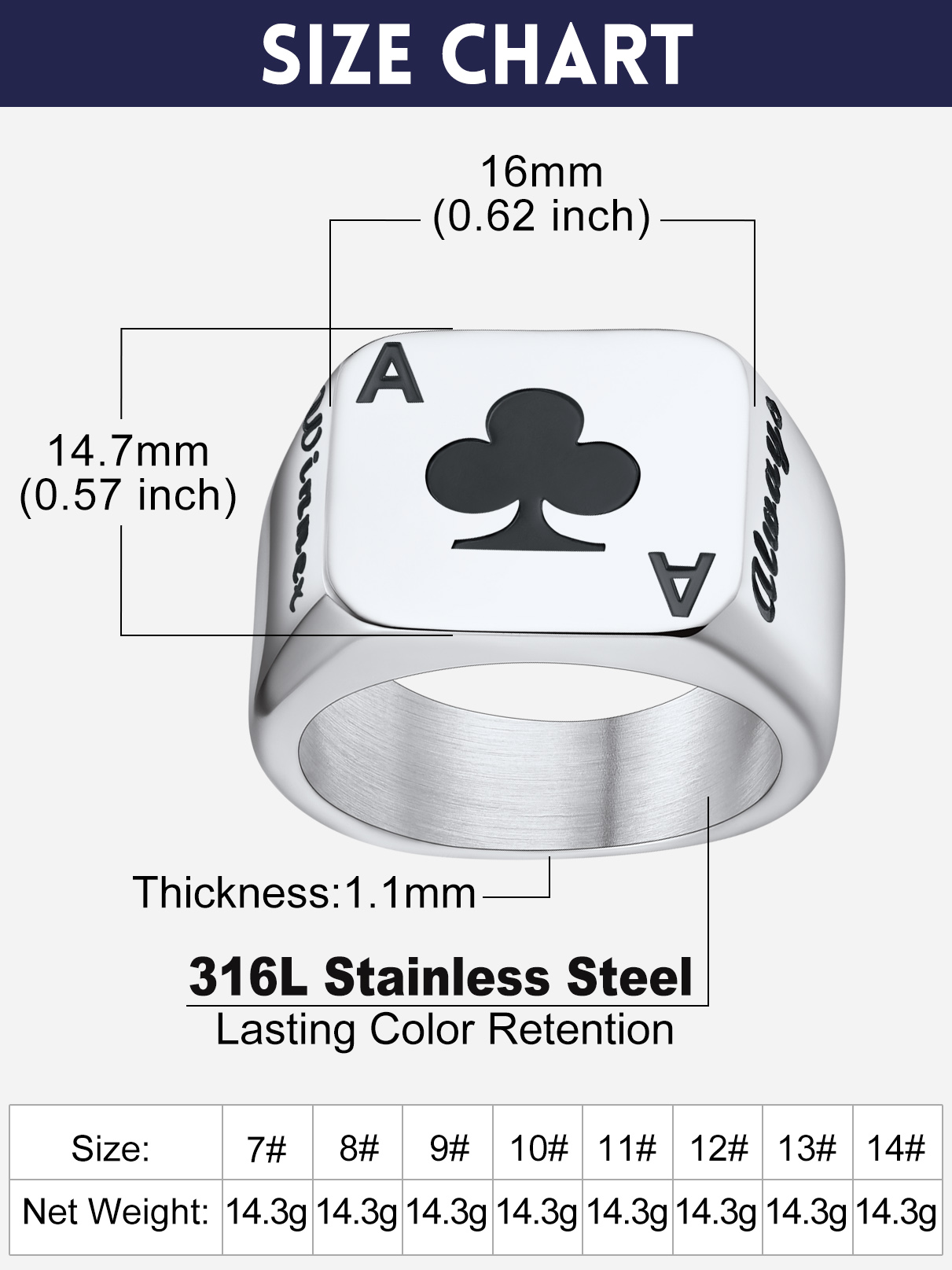 U7 Customized Square Rectangle - Statement Cocktail Ring recension och pris