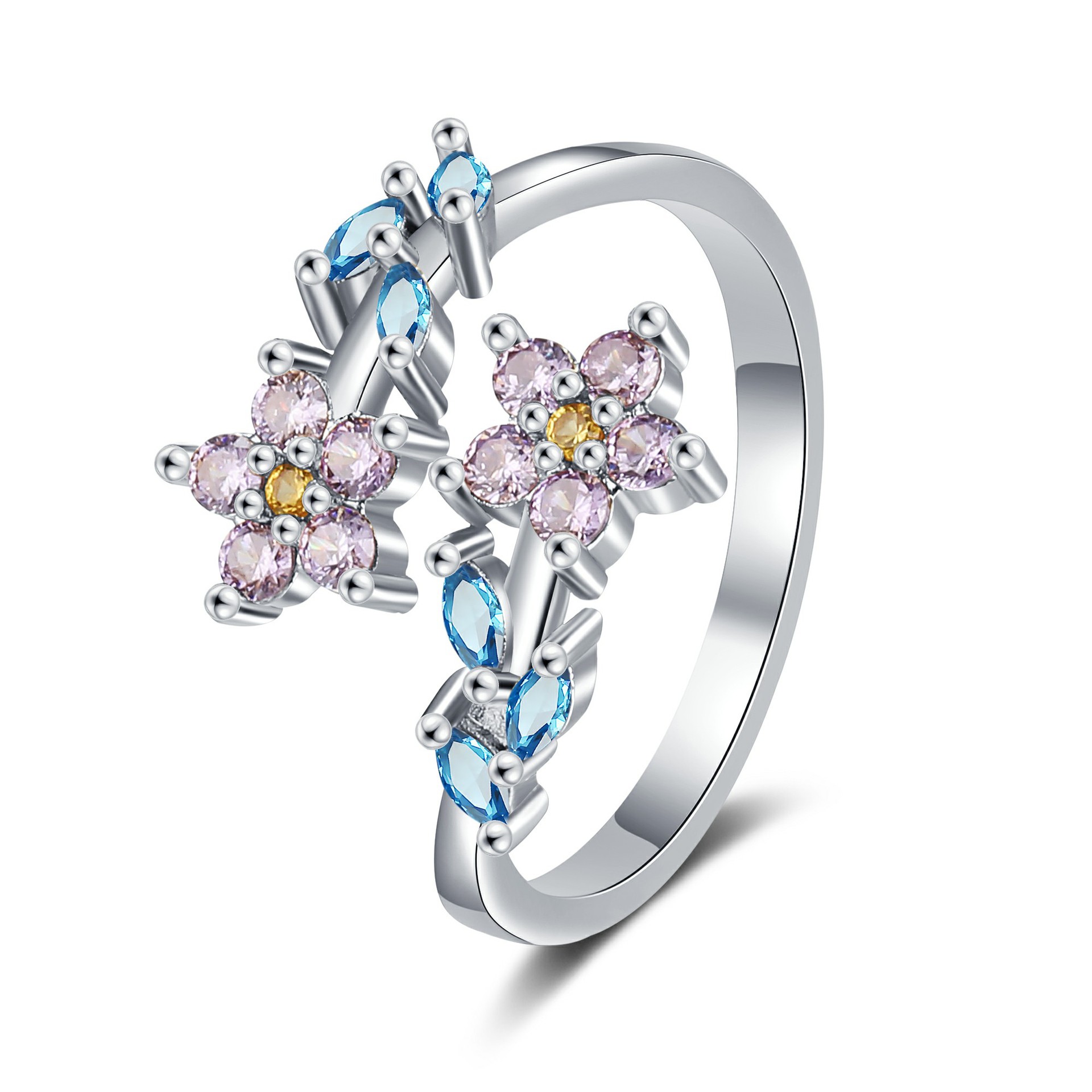 925 Sterling Silver Flower Lea - Statement Cocktail Ring recension och pris