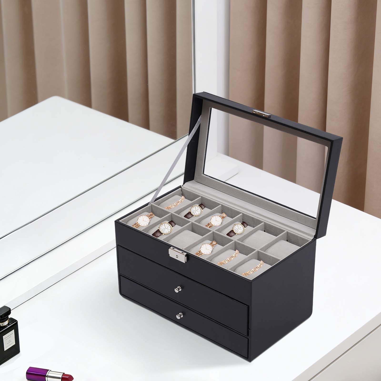 3-Tier Black Tabletop Storage  - Jewelry Box Organizer Watches recension och pris