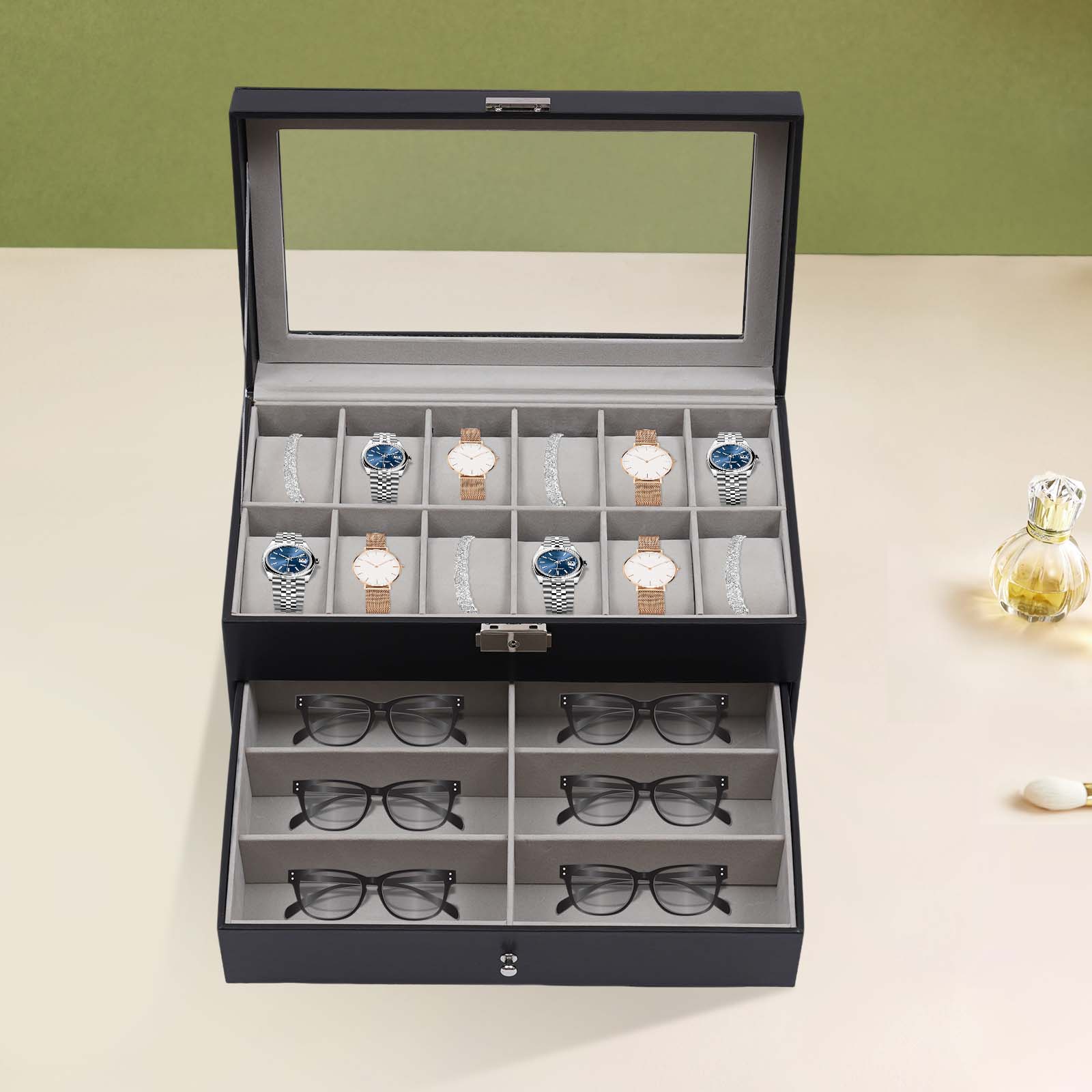 3-Tier Black Tabletop Storage  - Jewelry Box Organizer Watches recension och pris
