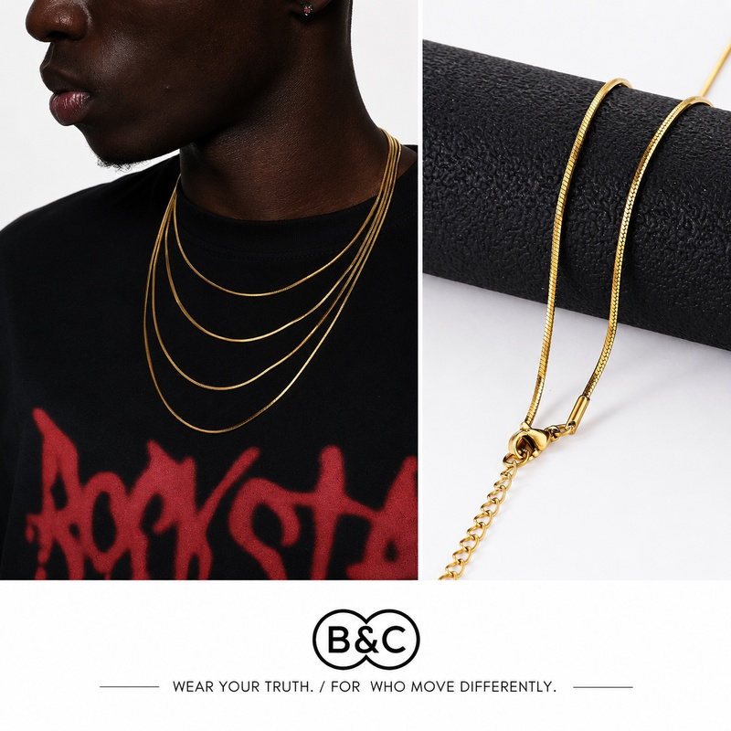 B&C 1.2mm Gold Color Stainless - Hip Hop Chain Necklace recension och pris