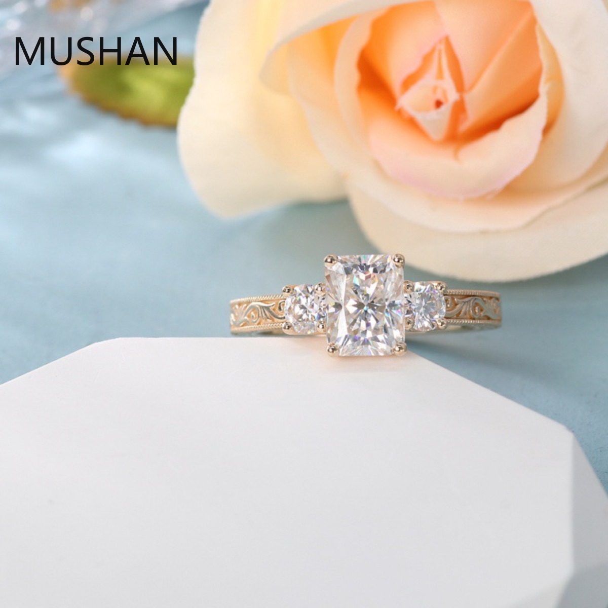 MUSHAN Luxury Custom 14K 18K G - Moissanite Ring recension och pris