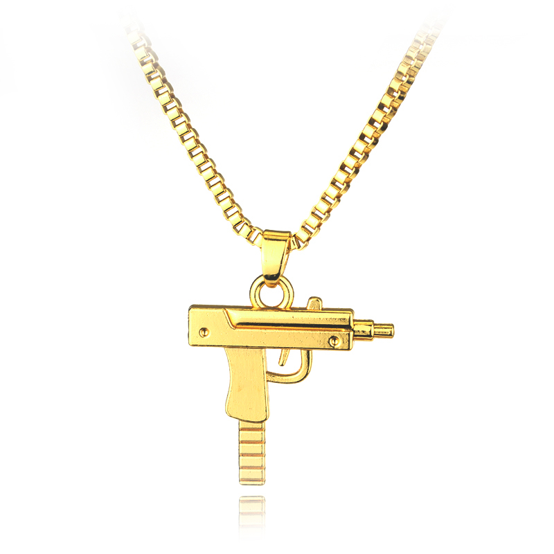 Trendy Uzi Gun Shaped Pendant  - Hip Hop Chain Necklace recension och pris