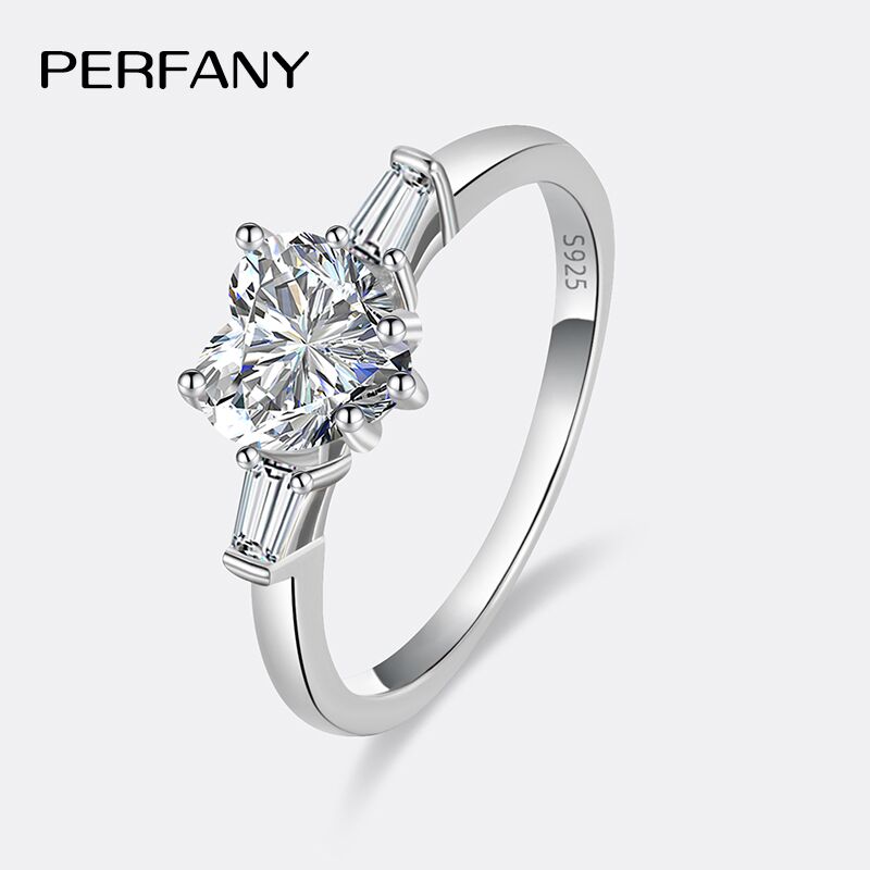 PERFANY 1CT Heart Cut Moissani - Statement Cocktail Ring recension och pris