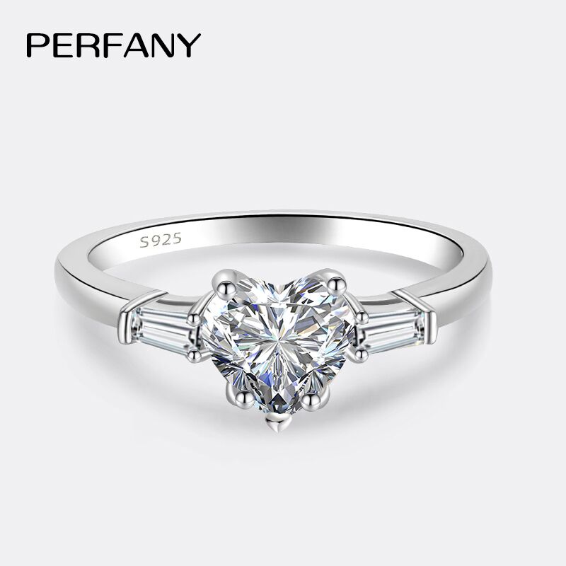 PERFANY 1CT Heart Cut Moissani - Statement Cocktail Ring recension och pris